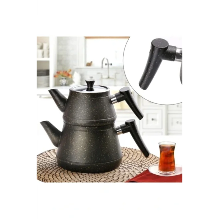 Genel Ürün Siyah Bakalit Sap Granit Çaydanlık Takımı