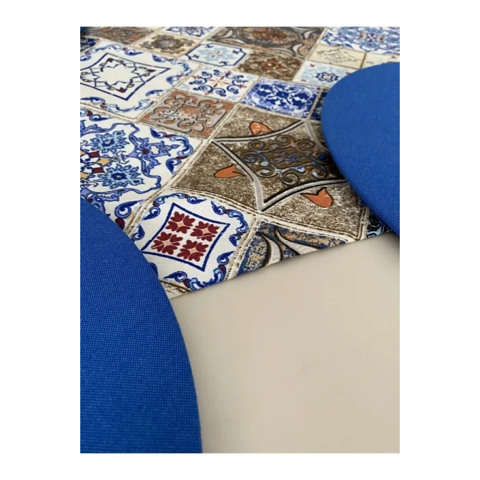 Genel Ürün Mavi Çini Desenli Runner ve Supla Seti, şık ve şık mutfak aksesuarları