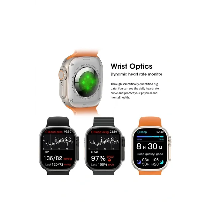 Kol Saati T10 Ultra Akıllı Saat 49mm Ocean Turuncu 1 Renk Kordon Hediye