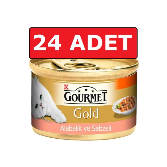Genel Ürün Gold Parça Etli Alabalıklı Ve Sebzeli Kedi Konservesi 24 Adet 85 Gr Yaş Mama