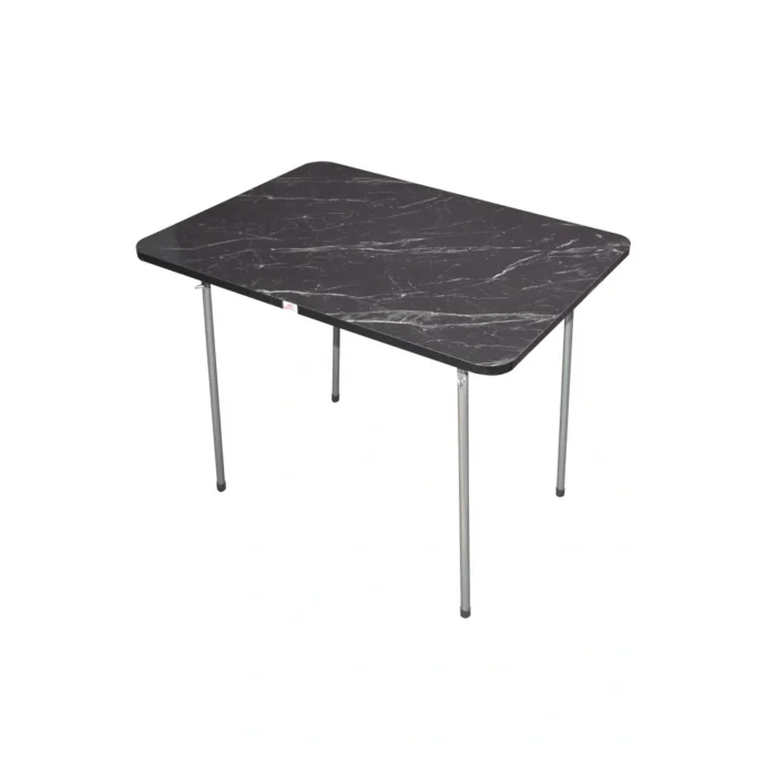 Genel Ürün Tekli Katlanır Masa Bahçe Piknik Kamp Siyah Granit Masa 60x80 Cm Katlanabilir 4 Kg Metal Tek Kişili