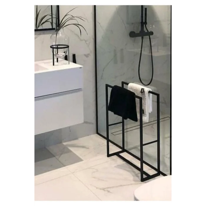 Havlu Metal Siyah Ayaklı Banyo Havluluk Askılık