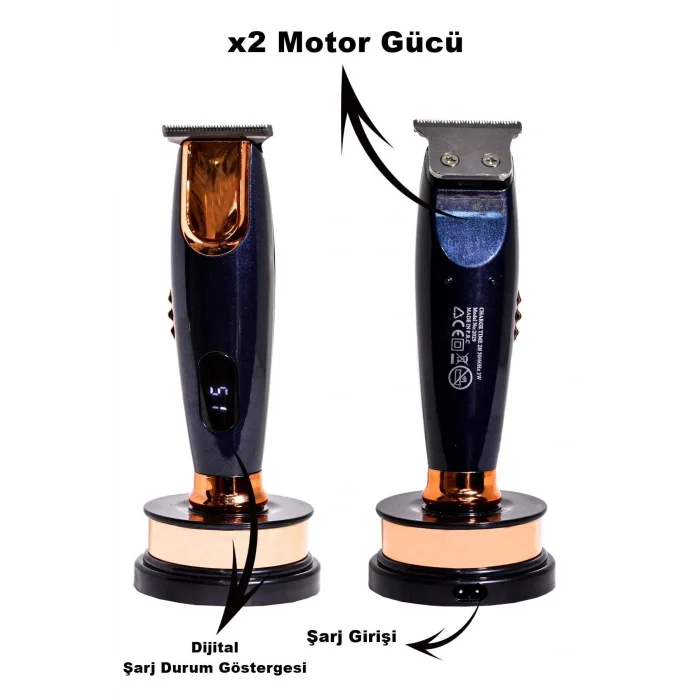Genel Ürün G-2029 Lcd Profesyonel Şarjlı Saç Sakal Ense Vücut Kılı Kesme Berber Kuafor Erkek Tıraş Makinesi