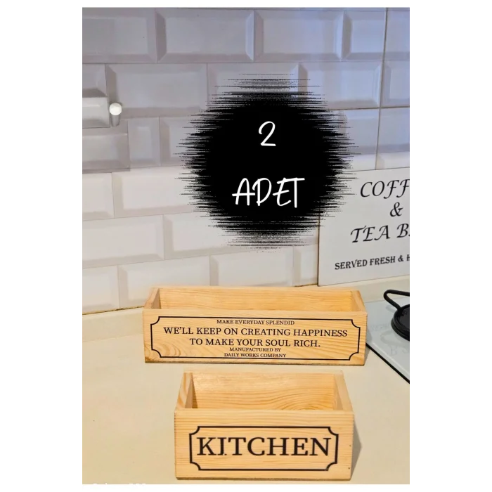 Genel Ürün 2li ahşap kasa organizer stand, baskılı, çok amaçlı düzenleyici 20x11 cm 30x11 cm
