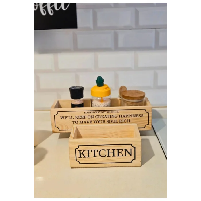 Genel Ürün 2li ahşap kasa organizer stand, baskılı, çok amaçlı düzenleyici 20x11 cm 30x11 cm