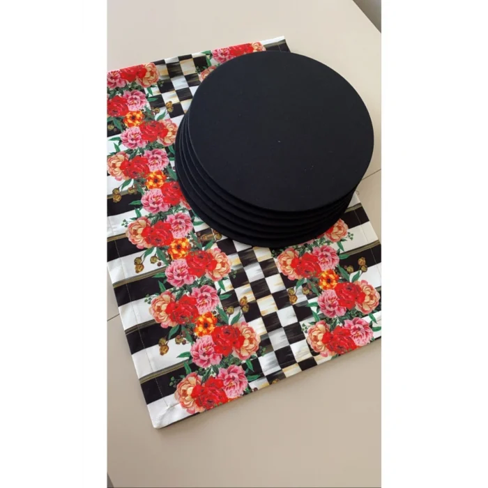 Genel Ürün Çiçek Desenli Runner + 6 Lı Supla Seti