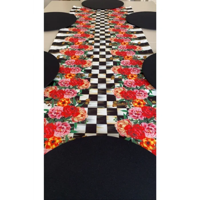 Genel Ürün Çiçek Desenli Runner + 6 Lı Supla Seti