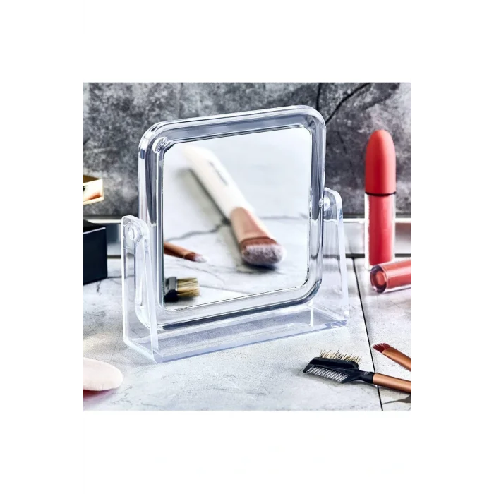 Genel Ürün Çift Taraflı Masa Üstü Kare Makyaj Aynası, Akrilik Mini Makyaj Aynası Şık Ve Pratik Makyaj Deneyimi