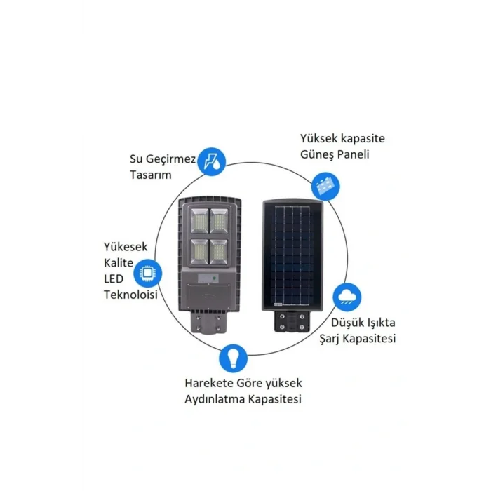 Lamba 200w Güneş Enerjili Solar Sokak Aydınlatma Lambası Ct-4640