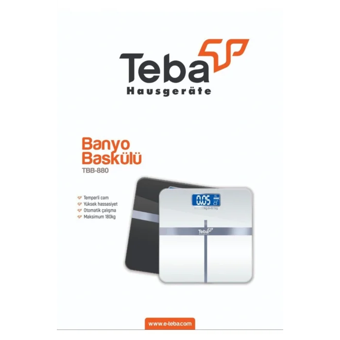 Genel Ürün Tbb-880 Dijital Cam Banyo Baskülü Tartı Geniş Ekranlı