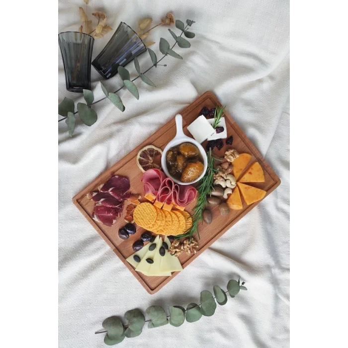Genel Ürün Doğal Ahşap Peynir Ve Sunum Tabağı Dikdörtgen Kayın Ağacı - Natural Renk