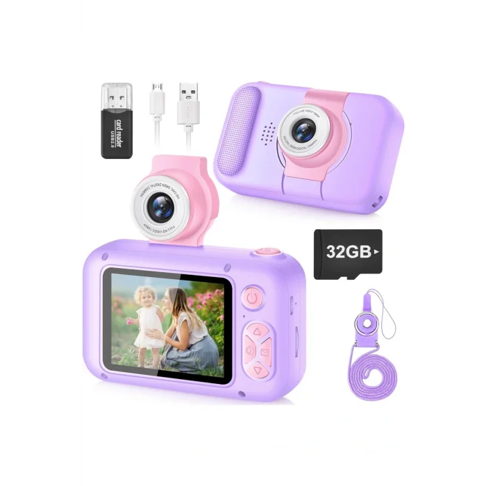 Genel Ürün 180° Döner Lensli Çocuk Kamerası 2,4 İnç IPS Ekran ve 1080P Dijital Çekim