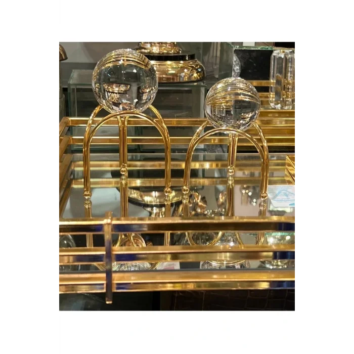 Genel Ürün 2 Li Kristal Küre 3 Ayak Gold Renk 2 li gold 3 ayak kristal küre
