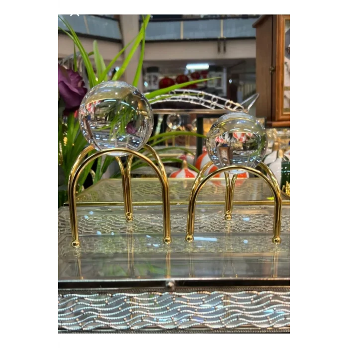 Genel Ürün 2 Li Kristal Küre 3 Ayak Gold Renk 2 li gold 3 ayak kristal küre