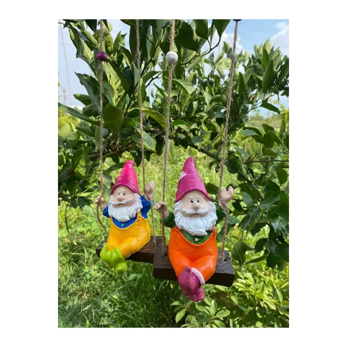 Genel Ürün Dekoratif Sallanan Cüce Bahçe Balkon Süsü 9 X 13 cm Ikili Takım