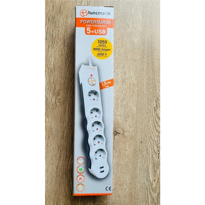 Genel Ürün Beşli Akım Korumalı 2 Usb Girişli Priz Beyaz