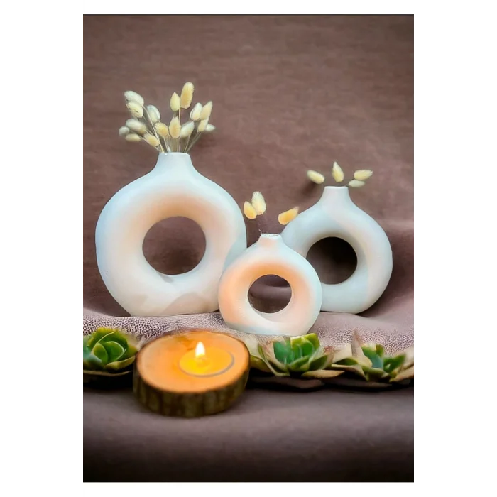 Genel Ürün 3lü Bohem Halka Vazo Özel Tasarım Hediyelik Set