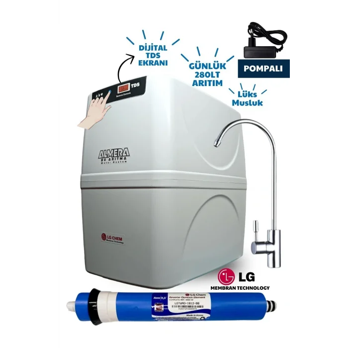 Genel Ürün Pompalı Dijital Tds Ekranı Ekstra Mineral Filtreli Premium Su Arıtma Cihazı