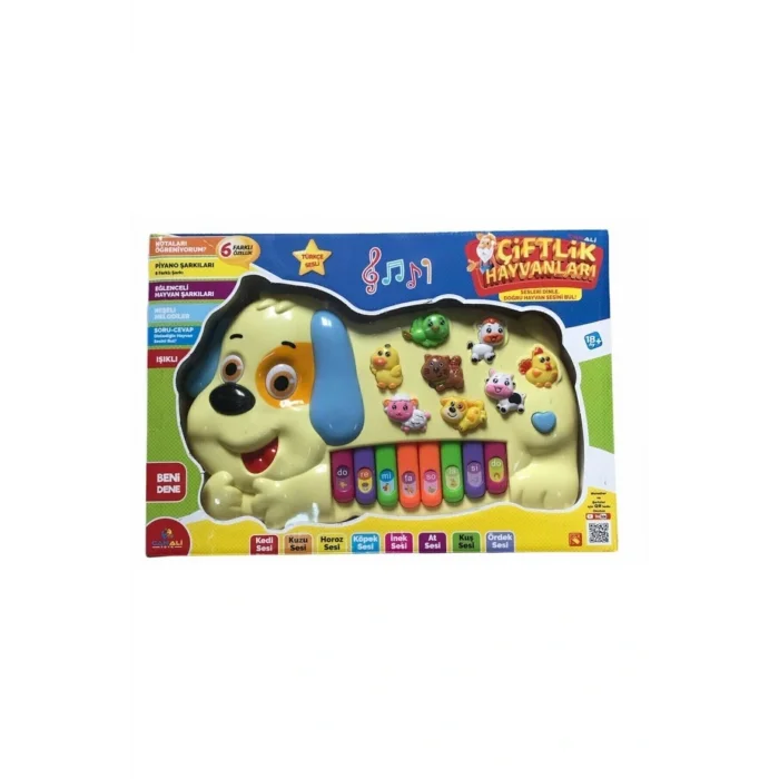 Oyuncak Türkçe Sesli Eğitici Köpek Figürlü Çiftlik Hayvanları Müzikli Piyano Cnl-2223