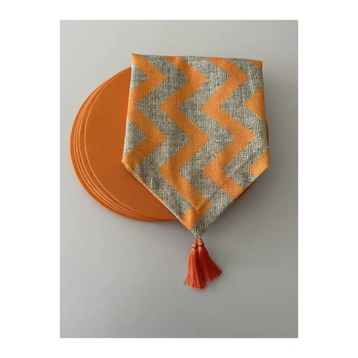 Genel Ürün Hasır Zik Zak Desenli Runner Ve Supla Seti 6 Li Mdf