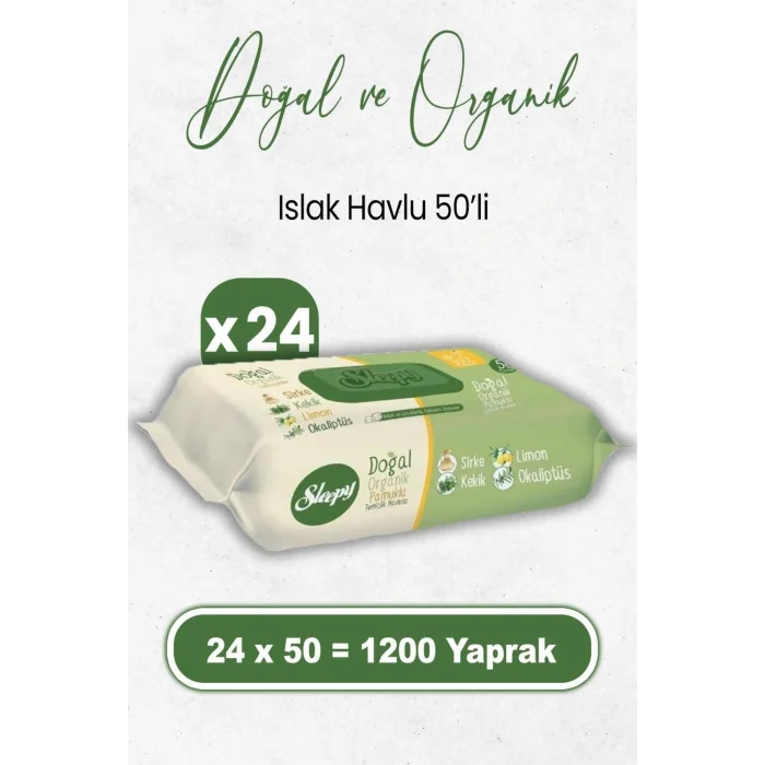 Genel Ürün Doğal Ve Organik Islak Mendil 50 X 24 Adet (1200 Yaprak)