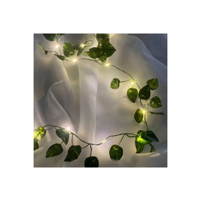 Genel Ürün Dekoratif Ogwanto Yeşil Yapraklı Yapay 230cm Sarmaşık Ve 3mt Peri Led Gün Işığı Rosella barucci