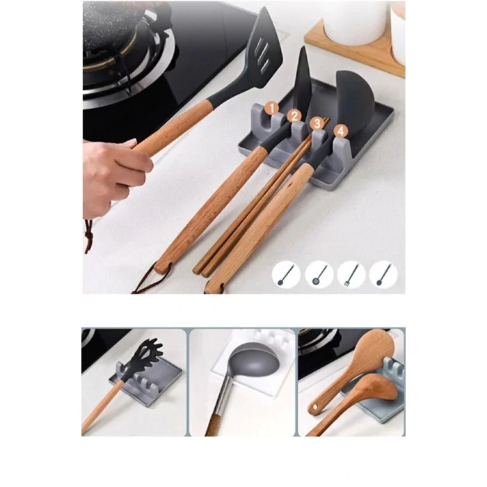 Genel Ürün Leroy Tabak Tutucu Ve Kaşıklık Tencere Kapağı Standı Kaşık Kepçe Altlığı Düzenleyici Organizer