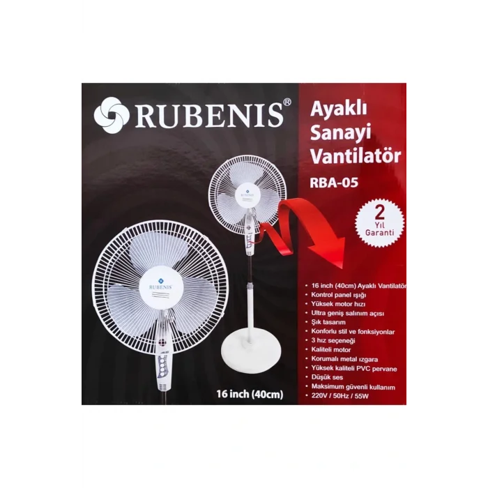 Genel Ürün Simit Ayaklı 55w 40 Cm Rba-05 Sanayi Tipi Vantilatör