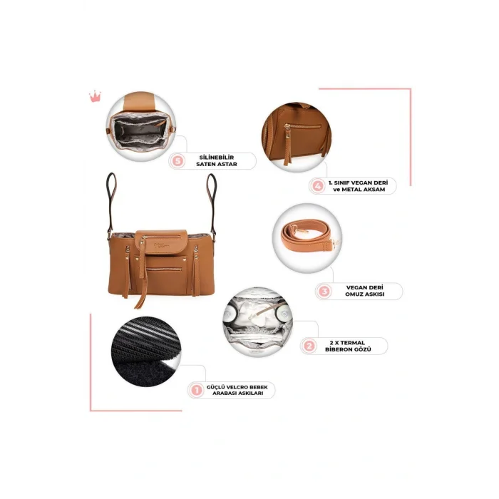 Genel Ürün Taba Bebek Arabası Organizer Omuz Askılı Bakım Çantası, Puset Düzenleyici Organizatörü