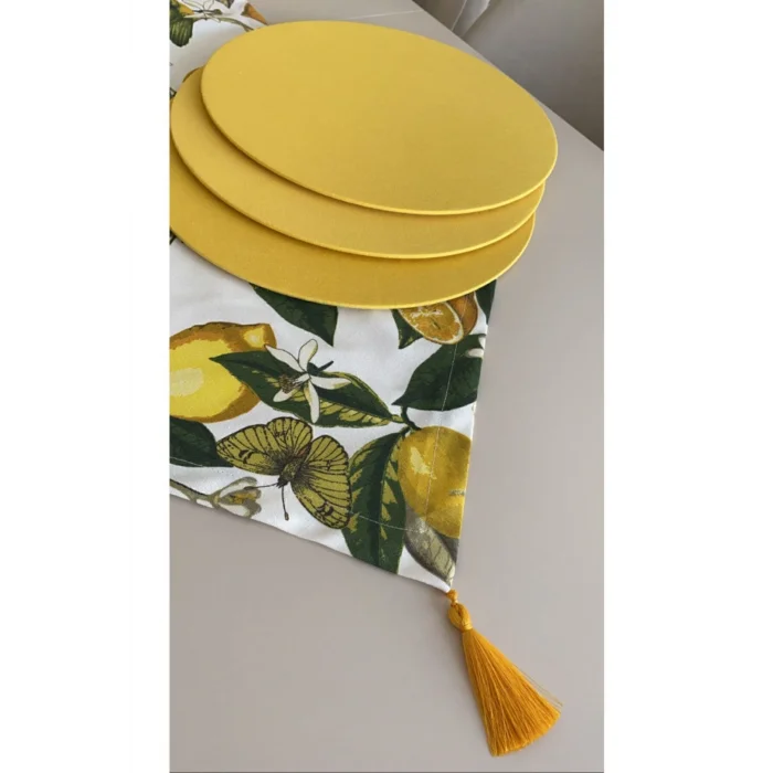 Genel Ürün Limon Desenli Runner + 6 Lı Supla Set
