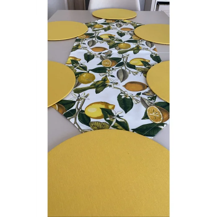 Genel Ürün Limon Desenli Runner + 6 Lı Supla Set