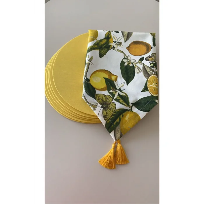 Genel Ürün Limon Desenli Runner + 6 Lı Supla Set