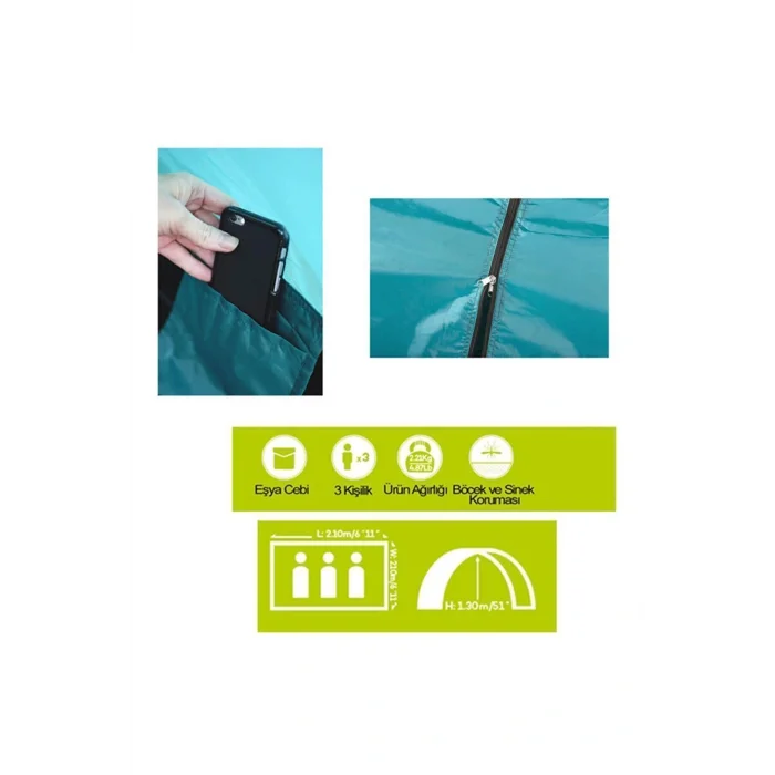 Genel Ürün Kamp Çadırı 3 Kişilik Pavillo 68085 Cooldome