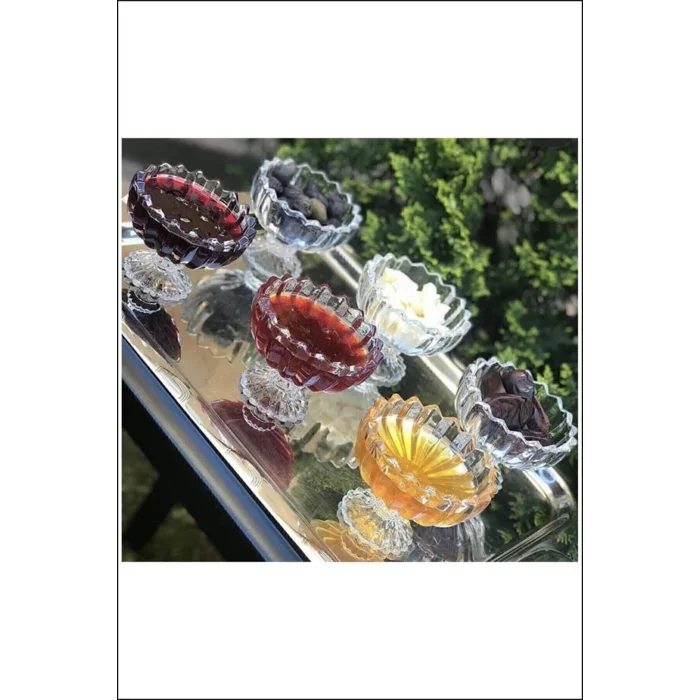 Genel Ürün 6 Lı Kristal Cam-ayaklı Şekerlik/lokumluk/kup-7x9cm Kl296271