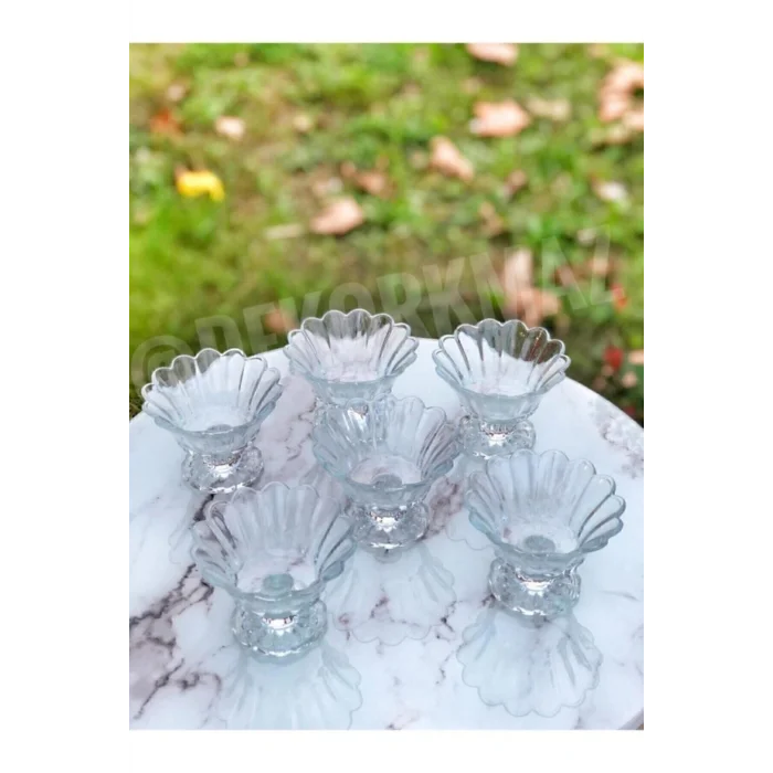 Genel Ürün 6 Adet Ayaklı Cam Şekerlik Reçellik Lokumluk Çerezlik