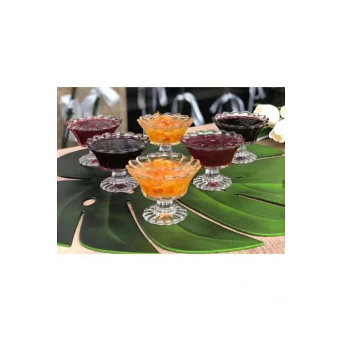 Genel Ürün 6 Adet Ayaklı Cam Şekerlik Reçellik Lokumluk Çerezlik