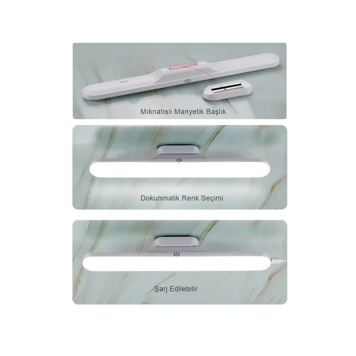 Lamba Mıknatıslı Şarjlı Led Işık Micro Usb Şarjlı Kablosuz Led Lamba 3 Kademeli Martı Aplik