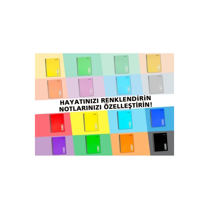 Genel Ürün Flex Neon A4 Defter 80 Yaprak 4 Kareli 4 Çizgili Defter Seti