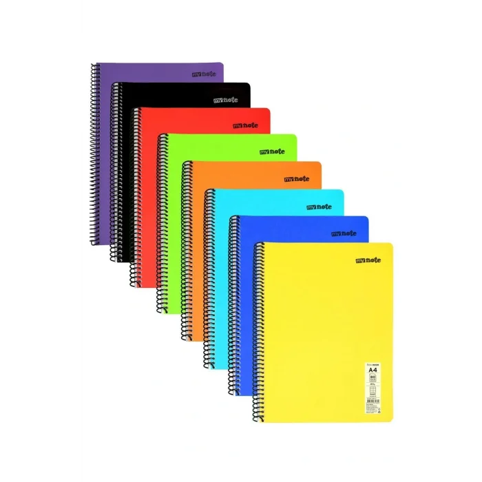 Genel Ürün Flex Neon A4 Defter 80 Yaprak 4 Kareli 4 Çizgili Defter Seti