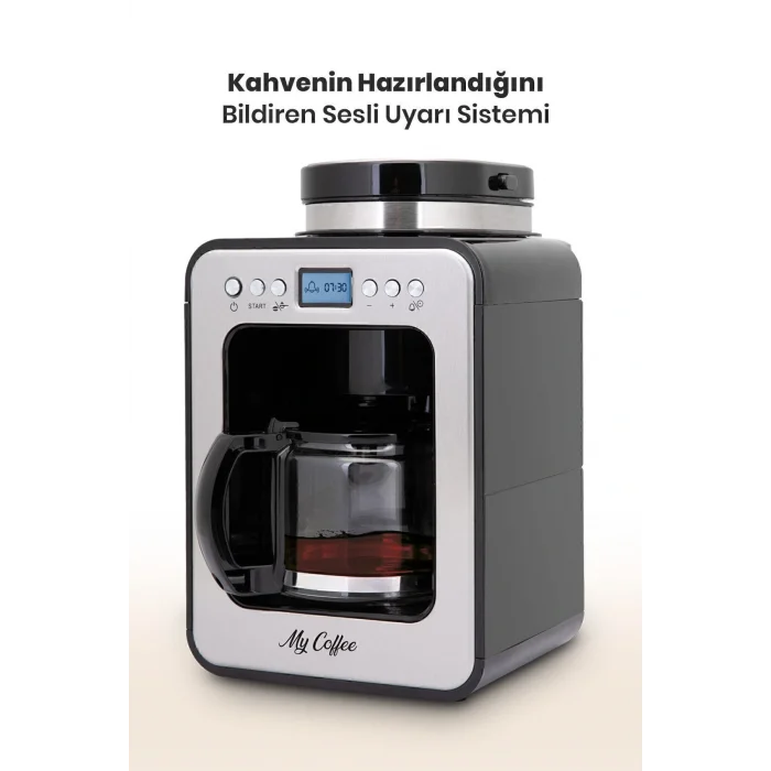 Genel Ürün Wake Up Dijital Zaman Ayarlı 2 in 1 Öğütücülü Filtre Kahve Makinesi