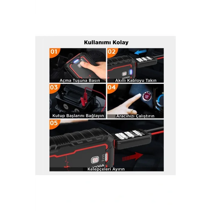 Genel Ürün Jstar One 22000mah 2000a Jump Starter Taşınabilir Akü Takviye Cihazı (ÇANTA PUSULA POWERBANK)