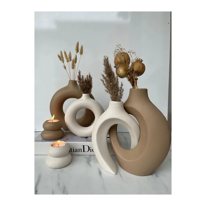 Genel Ürün ELA-HOME sevgili vazo set dekoratif halka mumluklu set