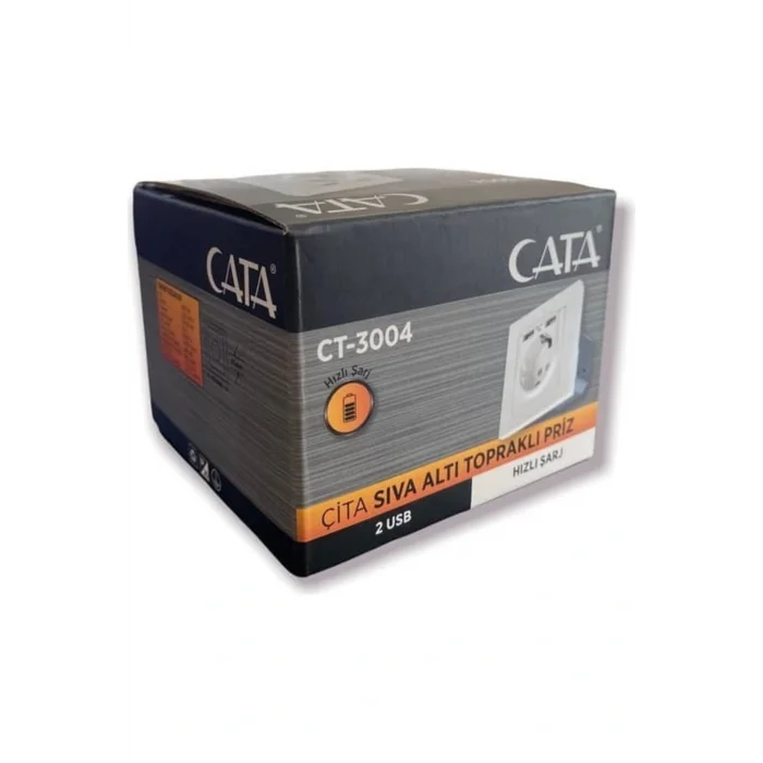 Genel Ürün Çift Usbli Sıva Altı Topraklı Priz Hızlı Şarj + Çocuk Koruma CT-3004