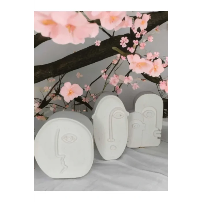 Biblo İskandinav Yüz Figürlü Biblo Seti 3lü - Dekoratif Set - Yüz Figürlü Biblo