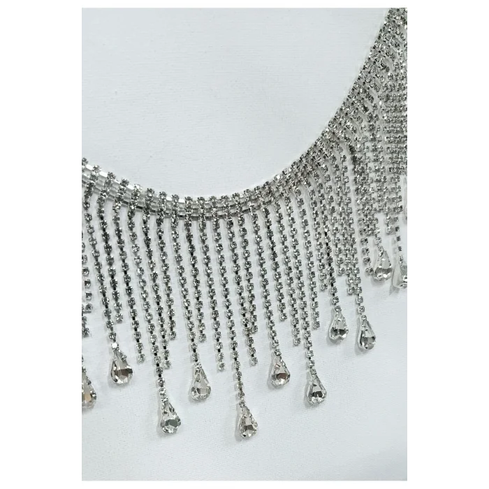 Genel Ürün ÖZEL KRİSTAL DAMLA TAŞLI ZİNCİR SAÇAK ŞERİT
