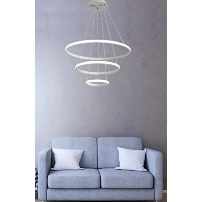 Genel Ürün Üçlü Halka Led Avizebeyaz Kasa Beyaz Işık Salon,oturma Odası
