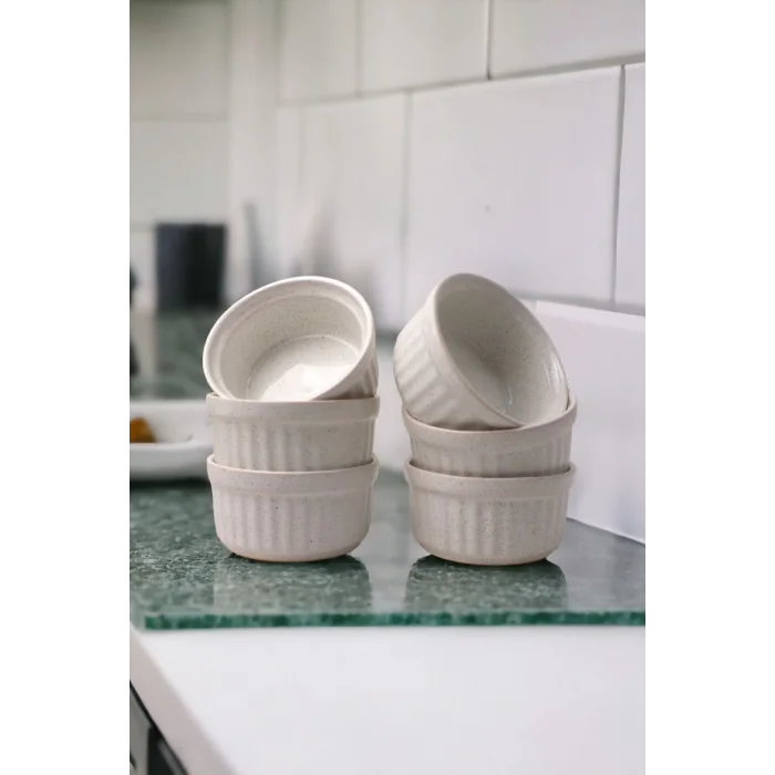 Genel Ürün 6lı Seramik Klasik Sufle Kasesi - Sade - 10 Cm, Zarif ve Pratik 6lı Seramik Klasik Sufle Kabı