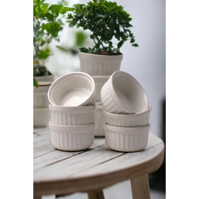 Genel Ürün 6lı Seramik Klasik Sufle Kasesi - Sade - 10 Cm, Zarif ve Pratik 6lı Seramik Klasik Sufle Kabı