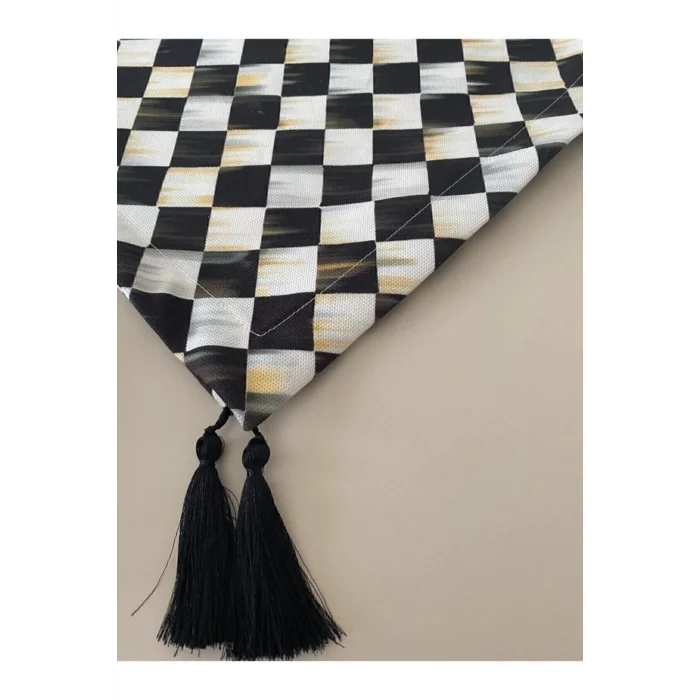 Genel Ürün Dama Desenli Runner Ve 6lı Supla Seti