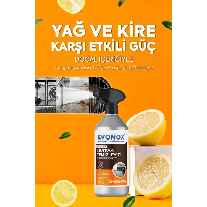 Genel Ürün Clean Ultra Güçlü Mutfak Yüzey Temizleyici ve Yağ Sökücü Limon Kokulu Sprey 750 ml